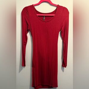 Women's Red Long Sleeve Bodycon Dress